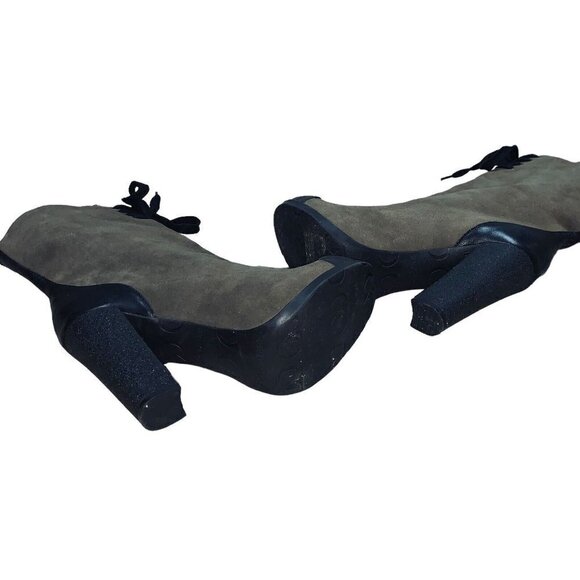 Kelsi Dagger Women's Size 7 Adelia Boots Olive Green Suede Mid Calf Lace up - Picture 5 of 6